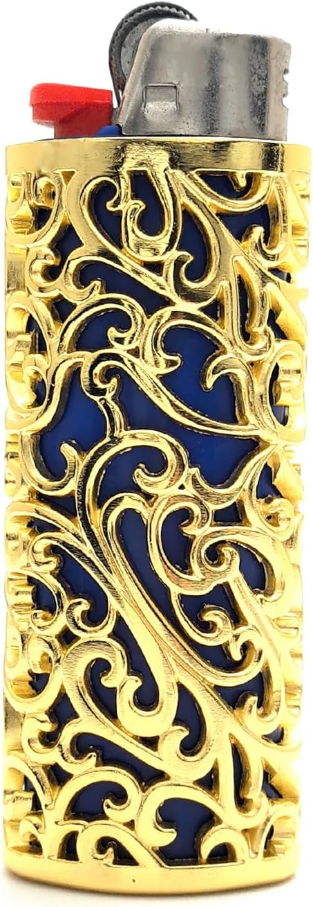 Thick Lighter Case Cover Holder Sleeve Pouches Metal Hollow Flower Design for BIC Full Size Lighter J6