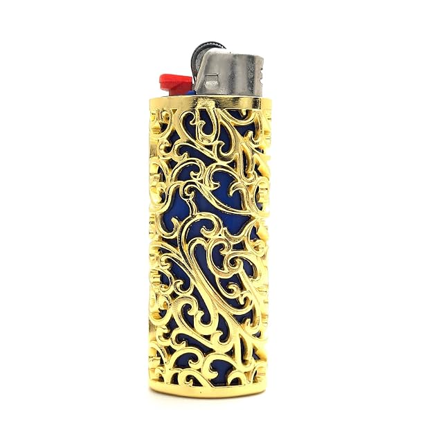 Thick Lighter Case Cover Holder Sleeve Pouches Metal Hollow Flower Design for BIC Full Size Lighter J6