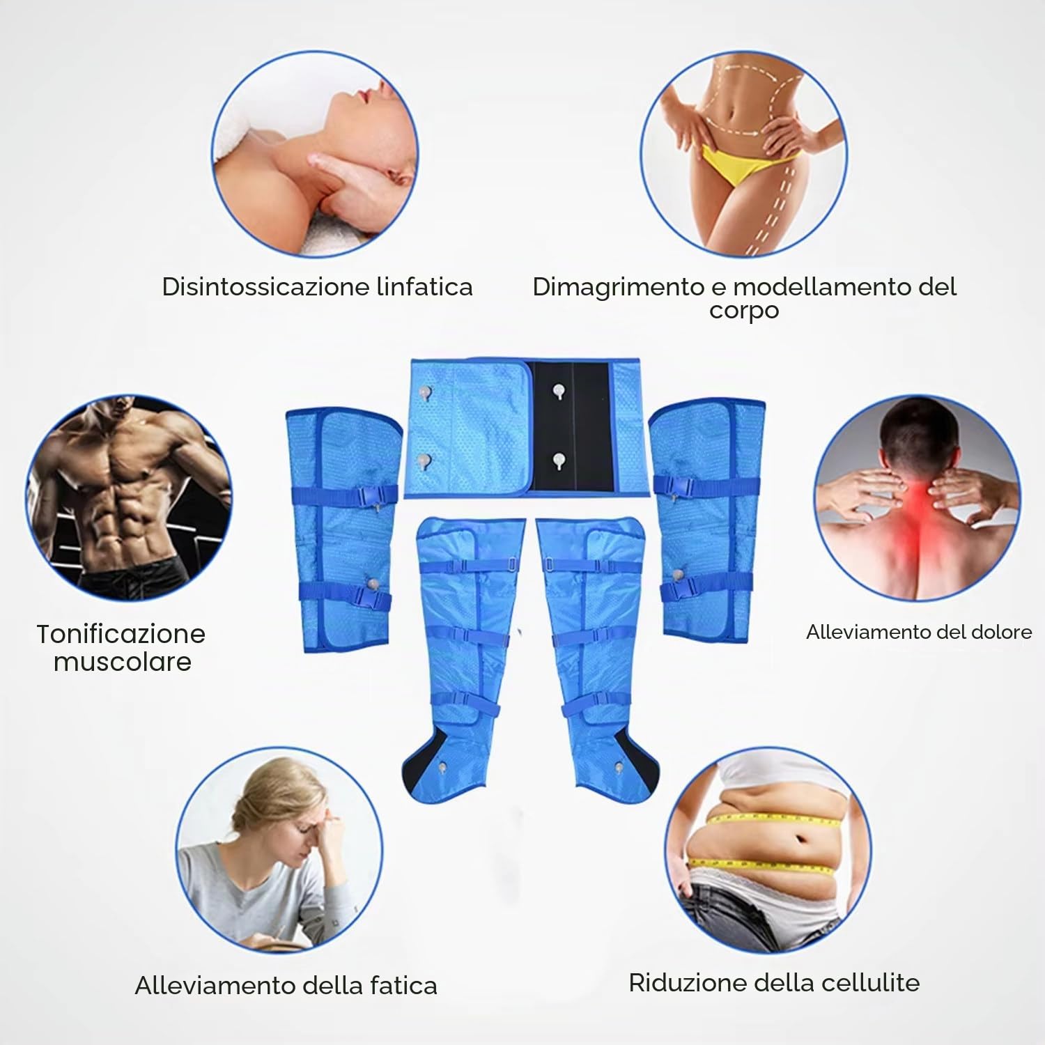 Pressoterapia Linfodrenaggio Professionale per Centro Estetico,Macchinario 16 Camere d'Aria Gambe E Braccia Addome,Tuta per Compressione d'Aria,Apparecchio per Riduzione Cellulite