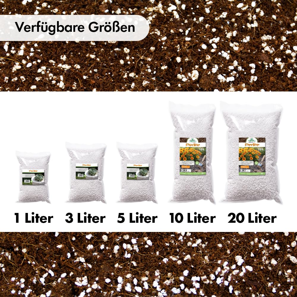 Perlite Premium – Perlit Granulat zur Bodenlockerung für Pflanzen & Blumenerde – Drainage für optimale Belüftung&Wurzelwachstum – ideal für Aussaat, Zimmerpflanzen, Hochbeet & Hydrokultur (20 Liter)