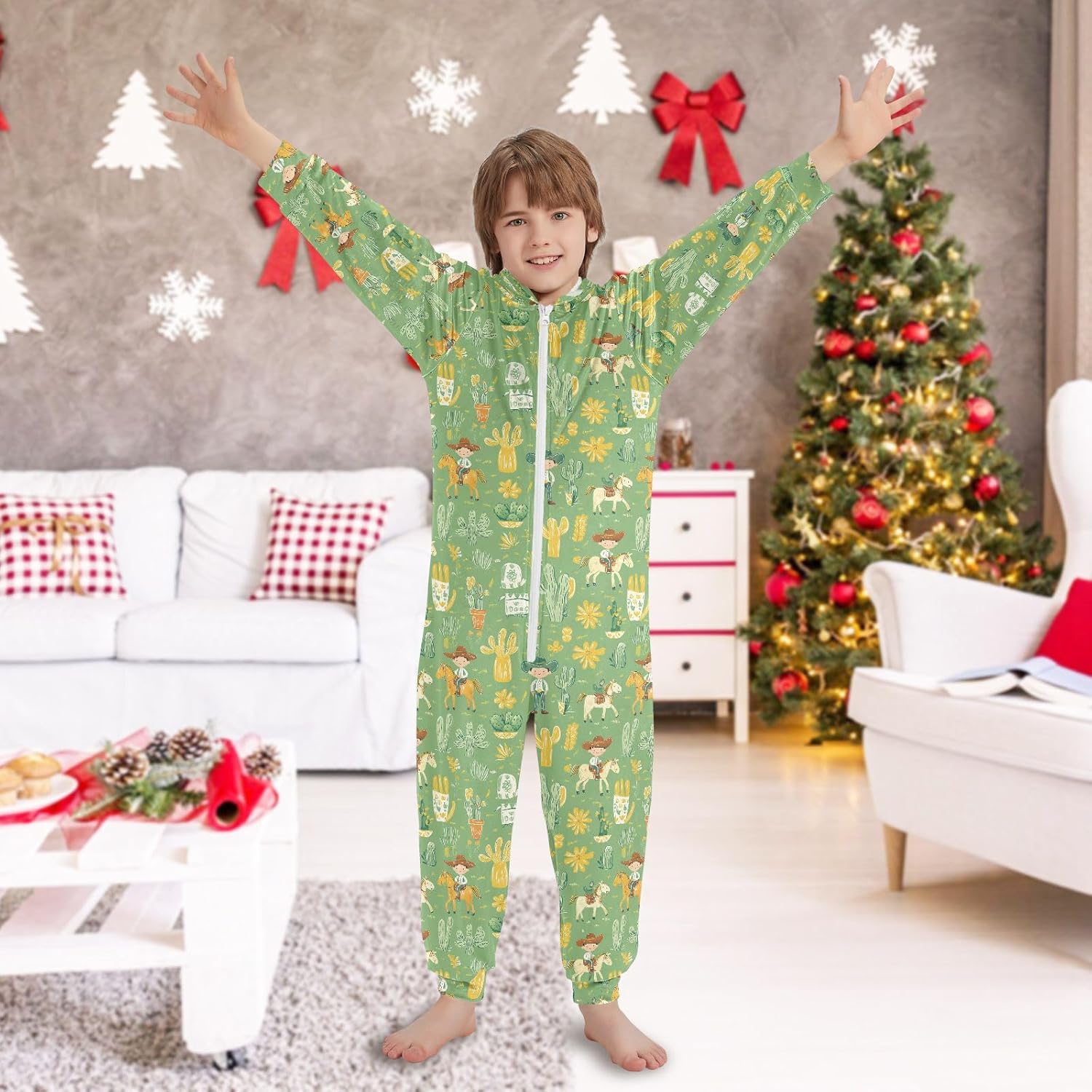 Sleepwear Holiday Pajamas Soft Casual Hooded Blanket Sleeper Pjs for Parties Sleepovers 4-14Y