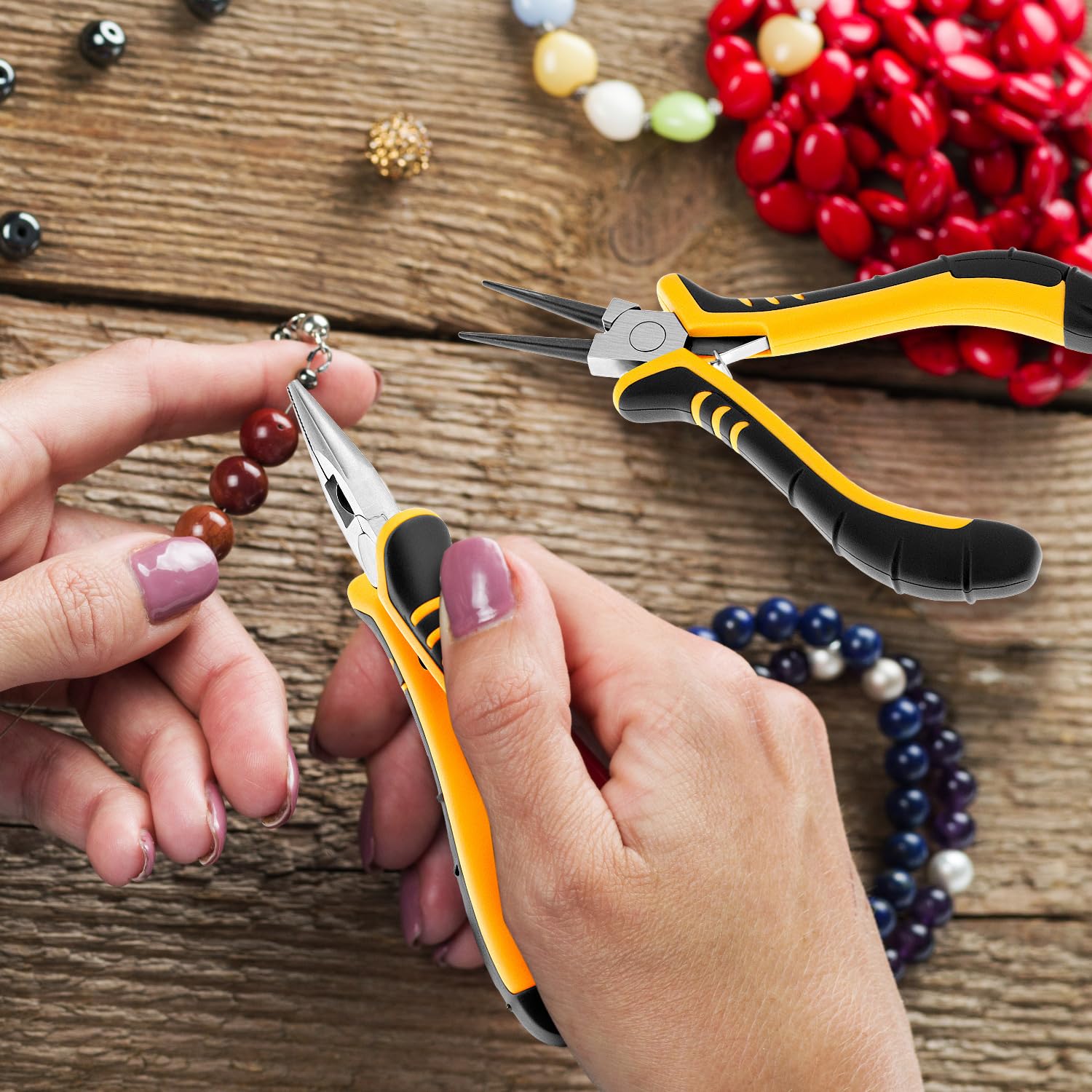 QWORK Lot de 8 mini pinces à bijoux, kit d'outils pour la fabrication de bijoux et la réparation