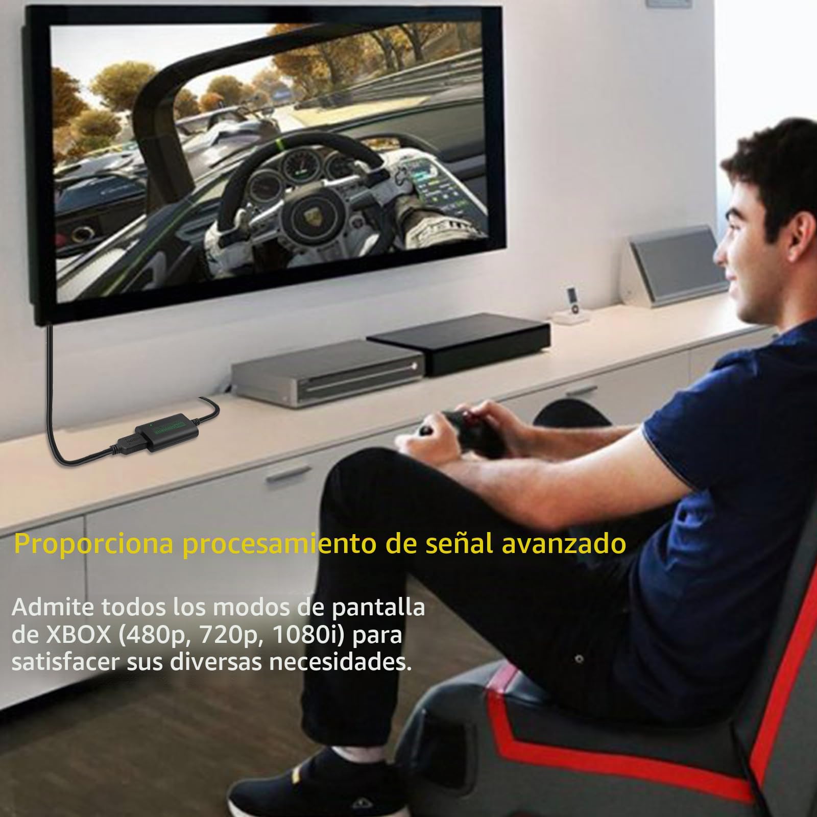 Convertidor de Xbox a HDMI Entrada 480p 720p 1080i Carcasa de Aluminio Plug & Play Compatible con TV HDTV Monitor y Proyector
