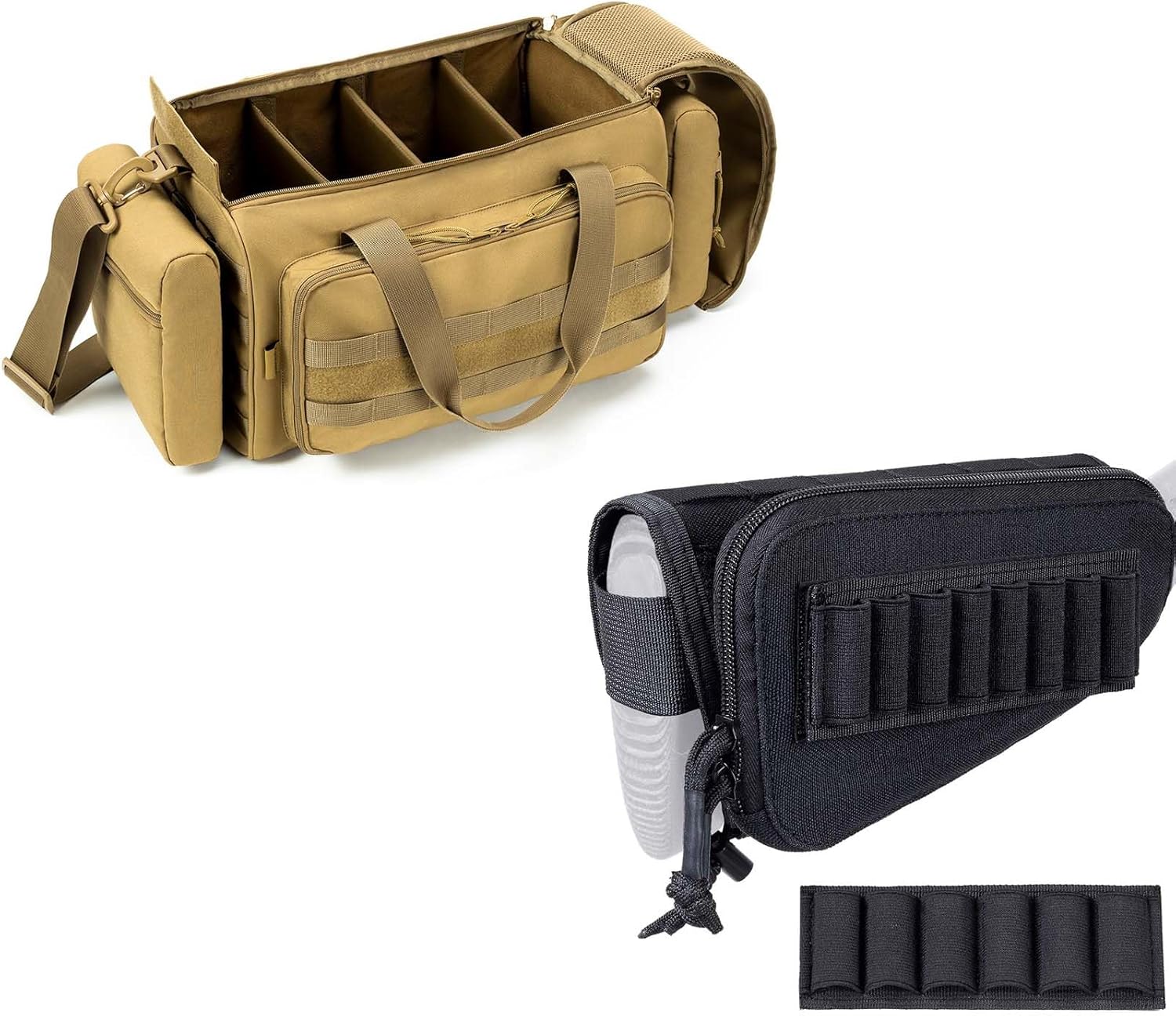 Capricorn Range Bag for Handgun Ammo Shooting, L/XL Gun Case Carry 5+ Pistols & Sagi Shotgun Shell Holder Cheek Rest Left Right Handed for 12GA 16GA 20GA 30-06 410 7.62 30-30 .308 .45-70