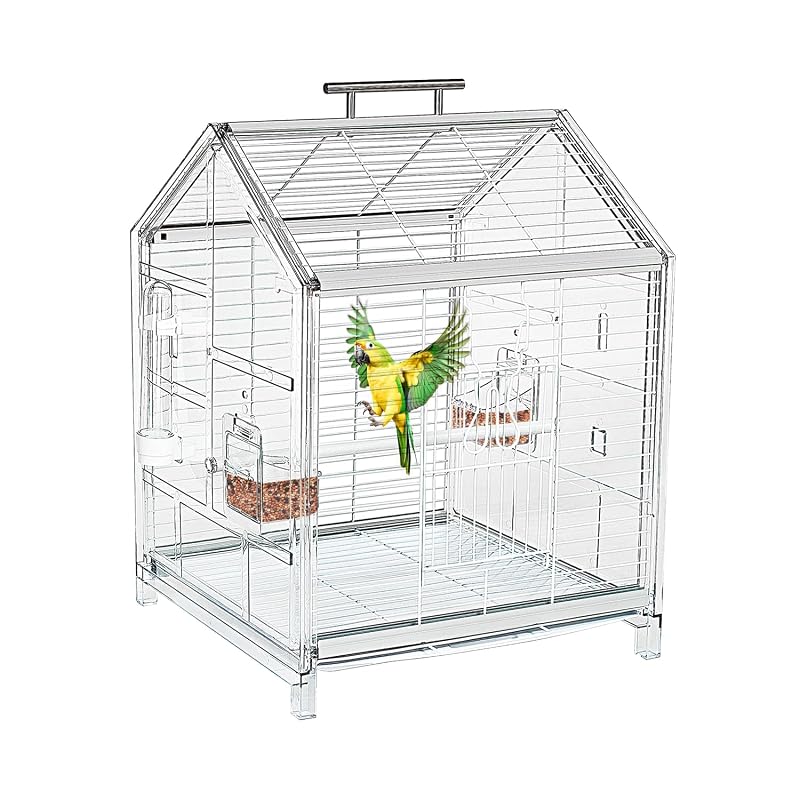 Gaiola de Transporte para Aves com Estrutura de Alumínio e Laterais Transparentes AideeGrowth 39,37 × 31,75 × 52,07 cm