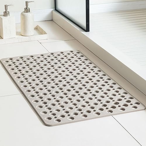 Miniatura 10 de Casa and Beyond - Tapete de ducha seguro, antideslizante, lavable, antideslizante, con ventosas y orificios de drenaje, diseño texturizado suave,