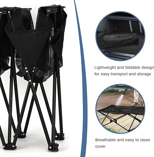 Miniatura 5 de Cama elevada para mascotas con malla transpirable, cama plegable para perro, cuna elevada para mascotas con bolsa de transporte, catre portátil para