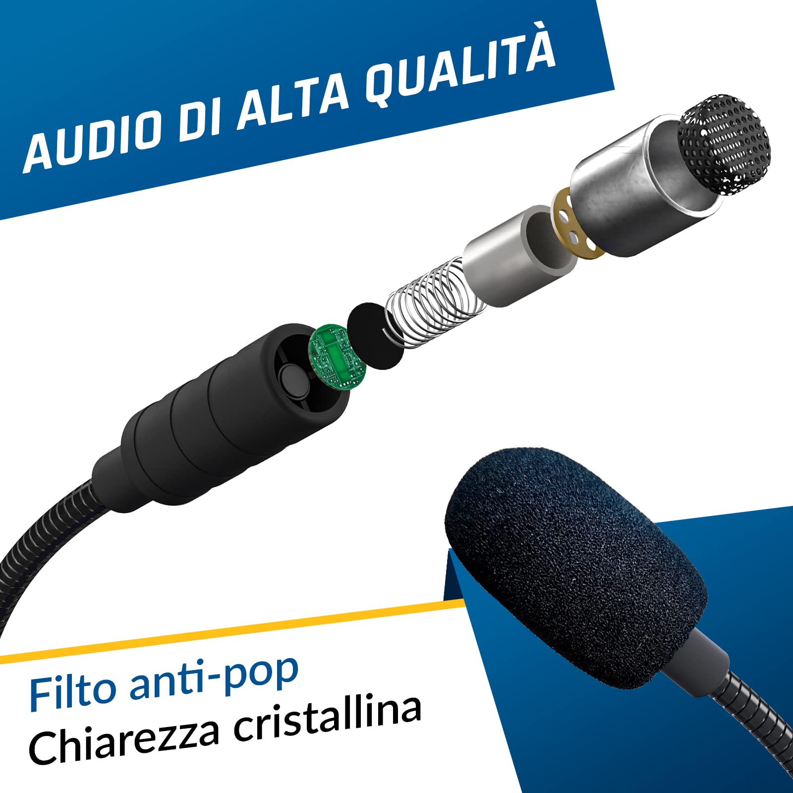 KLIM C4 Microfono per Computer con Pulsante di Silenziamento - Microfono USB per PC e Console - Microfono da Scrivania Professionale con Audio ad Alta Definizione - Compatibile con PC, Mac, Xbox, PS4