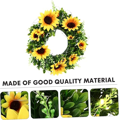 Miniatura 4 de Guirnalda de girasoles con luces para puerta de Acción de Gracias, coronas de girasol, coronas de girasol para puerta delantera, corona de puerta