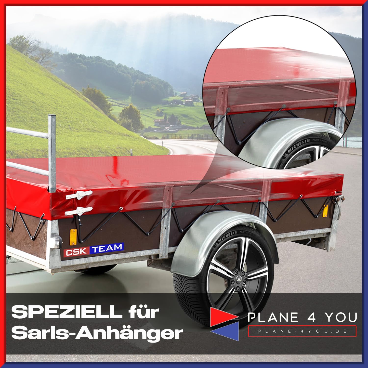 Anhängerplane 257x133x20cm Blau - Wasserdichte Abdeckung Für Saris Anhänger