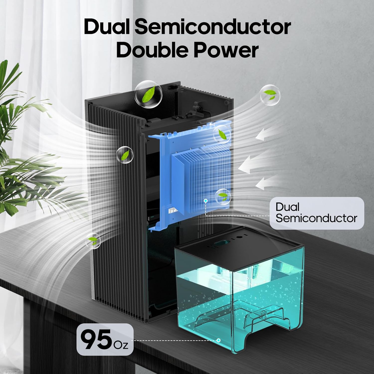 Dehumidifier, Dehumidifiers for Home(1000sq.ft), 98 OZ Water Tank, Dehumidifier Washable Air Filter, Dehumidifiers for Basement Bedroom Bathroom, Auto Shut Off, Timer Setting (black)