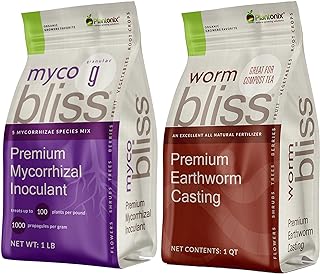 Worm Bliss (1 Qt) + Myco Bliss Granular (1lb) - Mycorrhizal Fungi Inoculant & Organic Worm Castings for Plants - Mycorrhizae for Plants - Earthworm Castings Organic Fertilizer - Mycorrhizal Inoculant
