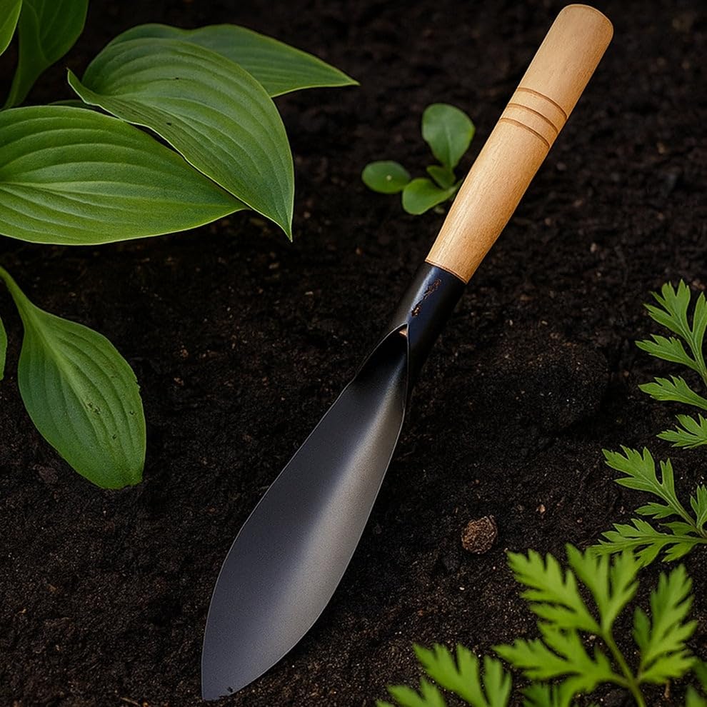 Image of Oblivion Khurpi for Gardening 1 Pc - Metal Trowel with Wooden Handle for Digging, Planting, Weeding & Soil Mixing, Lightweight Gardening Tool for Pots, Flower Bed & Garden Use, Handheld Planting Tool