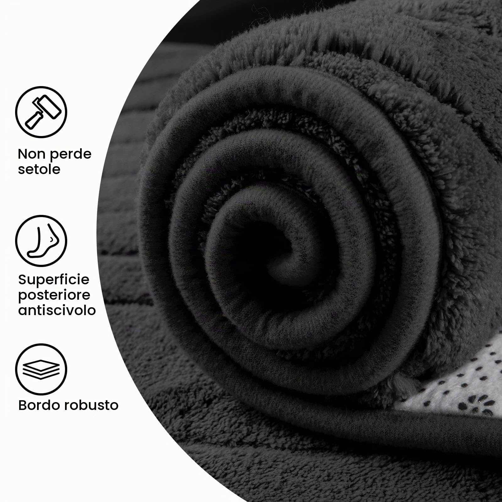 Sour Lemon Tappeto per soggiorno, 160 x 230 cm, motivo semicircolare 3D, nero, per camera da letto, extra large per soggiorno, lavabile in lavatrice, antiscivolo, a pelo corto, per camera dei bambini