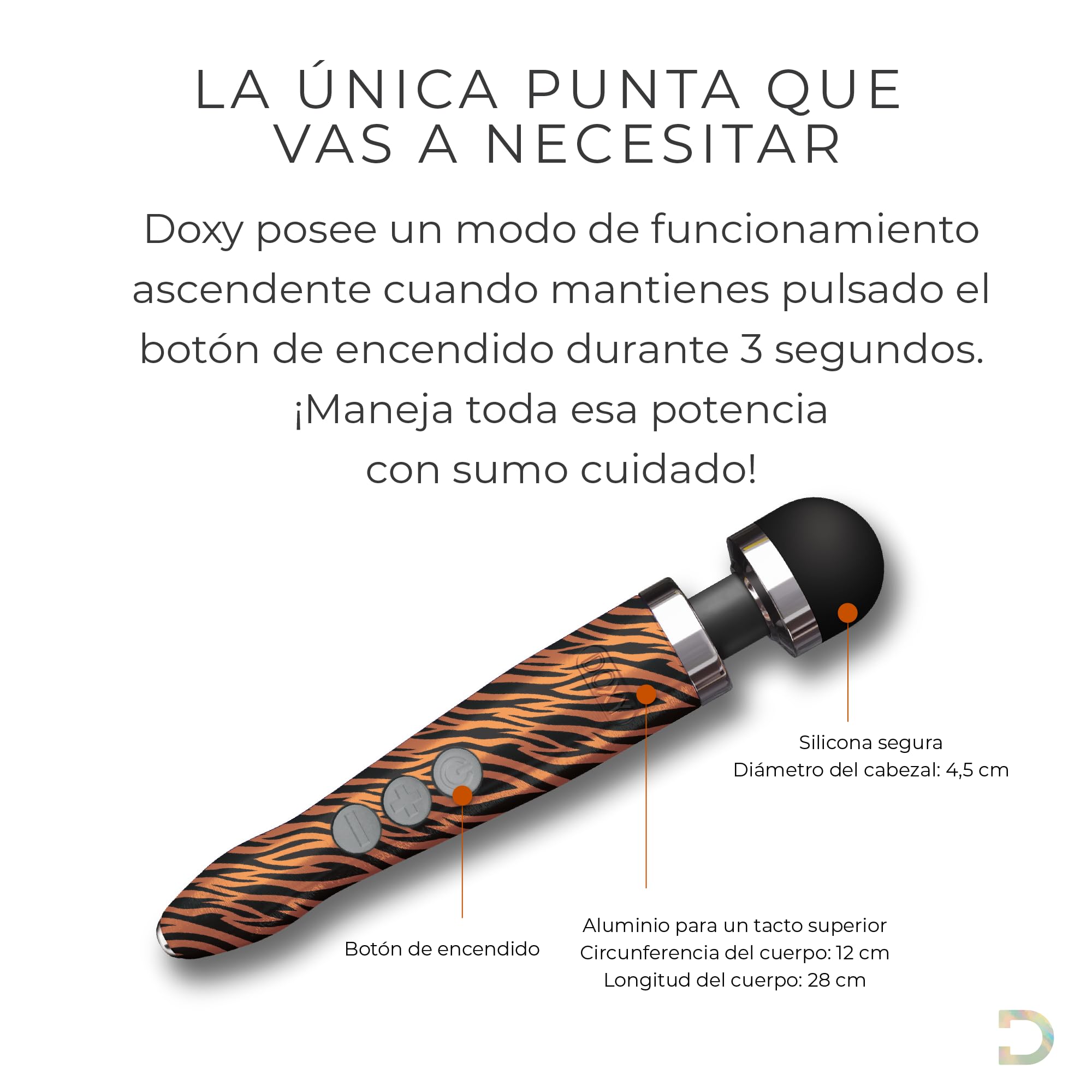 Doxy Vibrator Die Cast 3R Vibratore a Bacchetta per Donne; Vibratore da Viaggio e Massaggiatore per Donne - Tigre