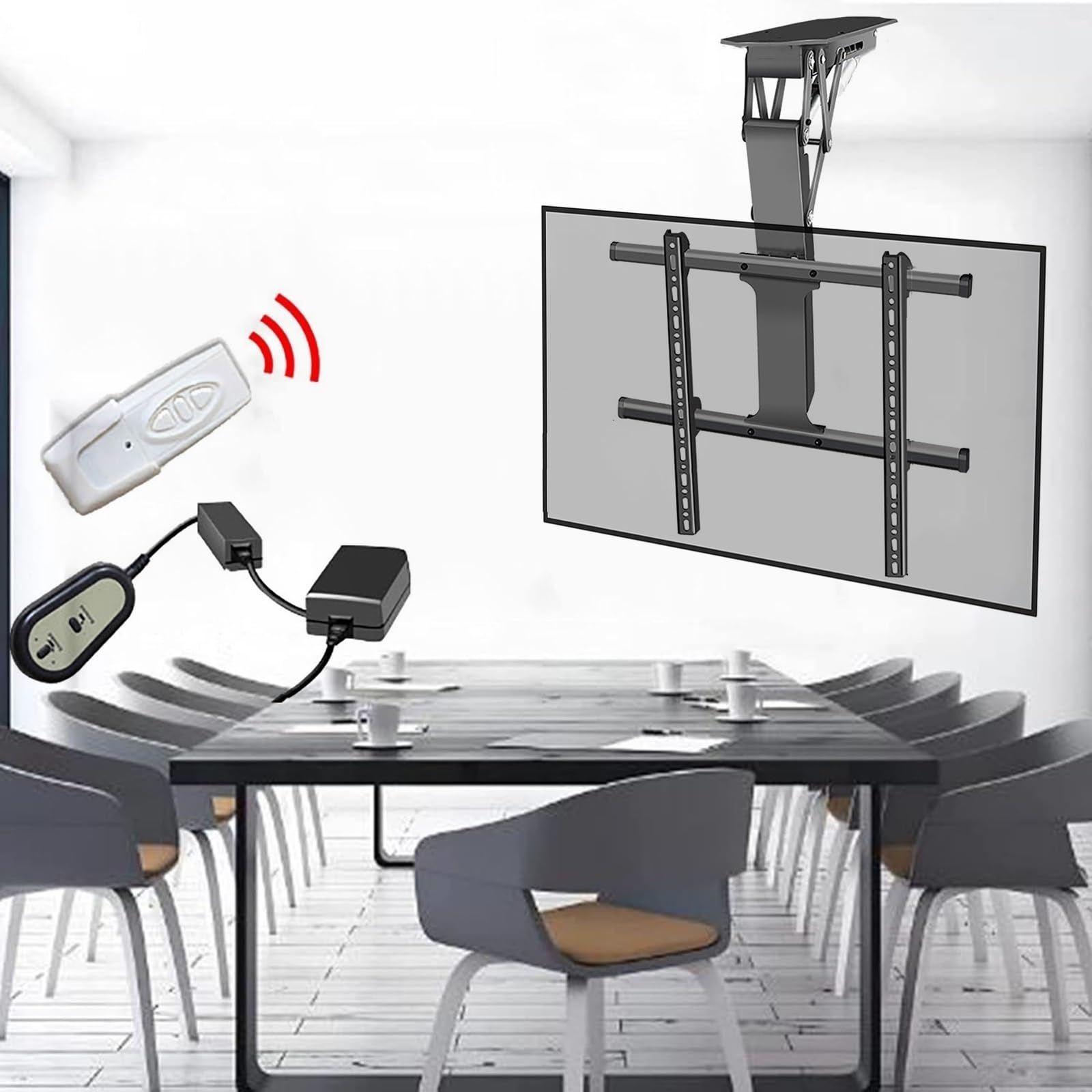 Support TV motorisé : la solution de plafond contre le manque de place murale