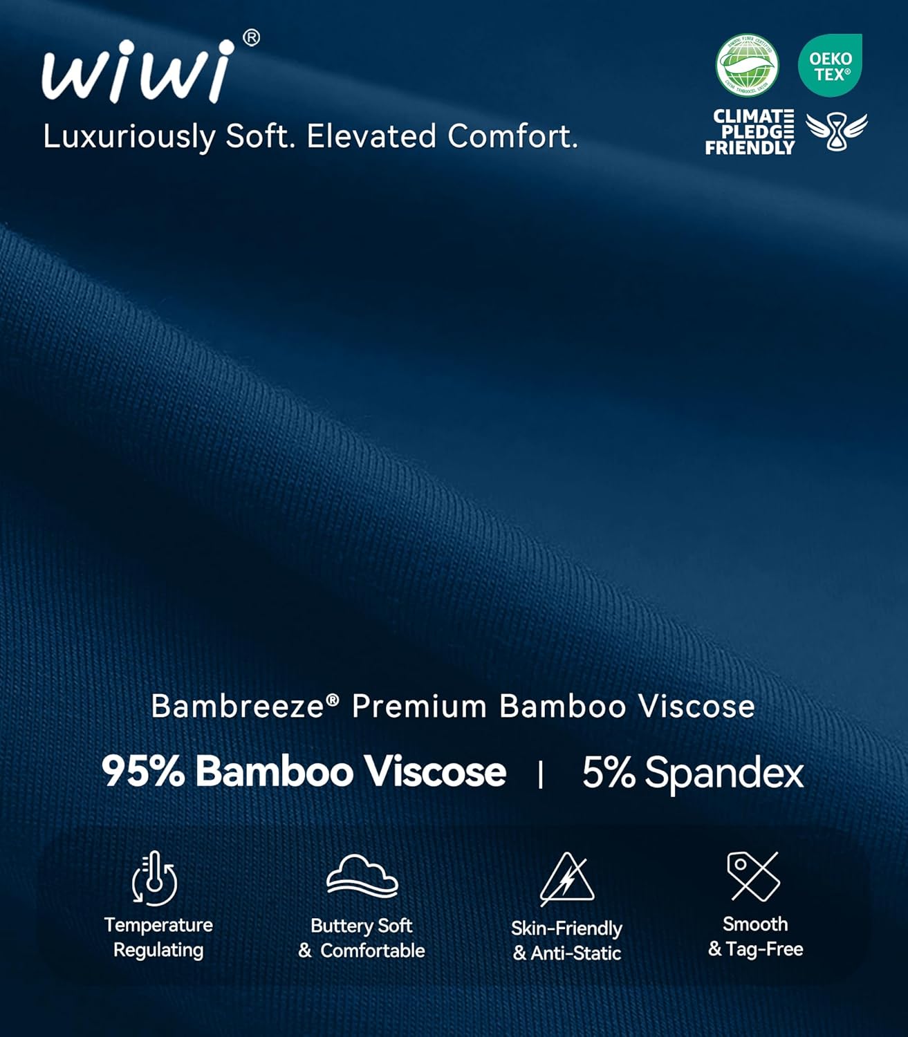 WiWi Nightgowns for Women Bamboo Viscose Cooling Sleepwear Super Soft Satin V Neck Sleepshirts Long Sleeve Nightshirt S-4X - Image 5