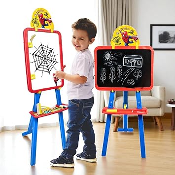5in1 Easel Board, Withe & Chalk Board, Spider Activity Sheet, Adjustment, Cards (Multicolor)
