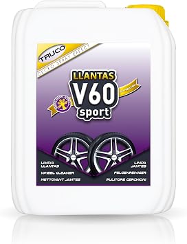 Sisbrill V60 Sport Wheel and Tire Cleaner Spray pH Neutral Car Wheel Cleaner, Gecko Spray Effect, Safe Brake Dust Remover 1.3 Gal