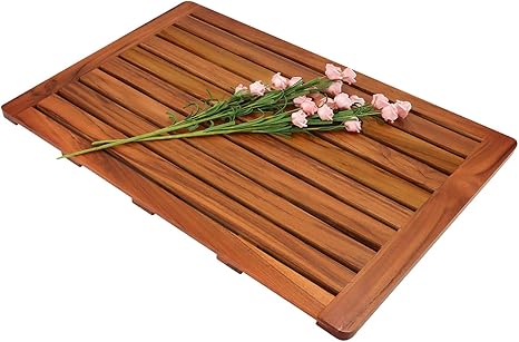 Utoplike Teak teak bath mat with lacquer finish and support battens