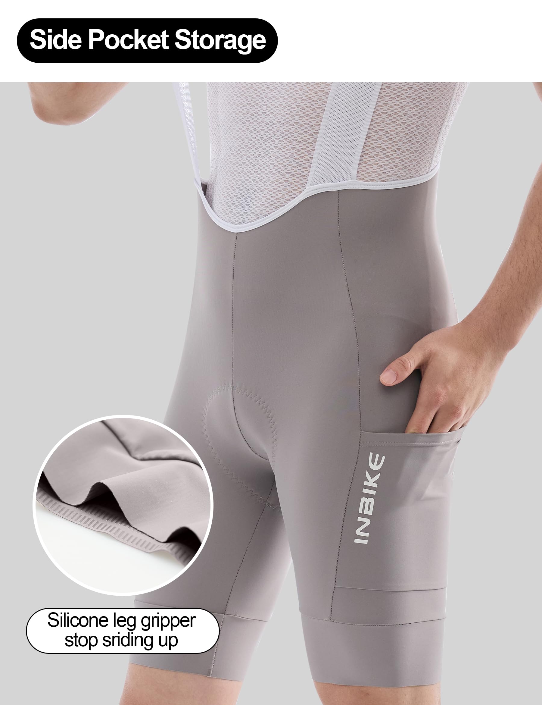INBIKE Fahrradhose Herren Gepolstert Sommer Atmungsaktives Netzgewebe mit hoher Elastizität Radsport-Trägerhose Kurz Radhose für Radfahren Mountainbiken YS883