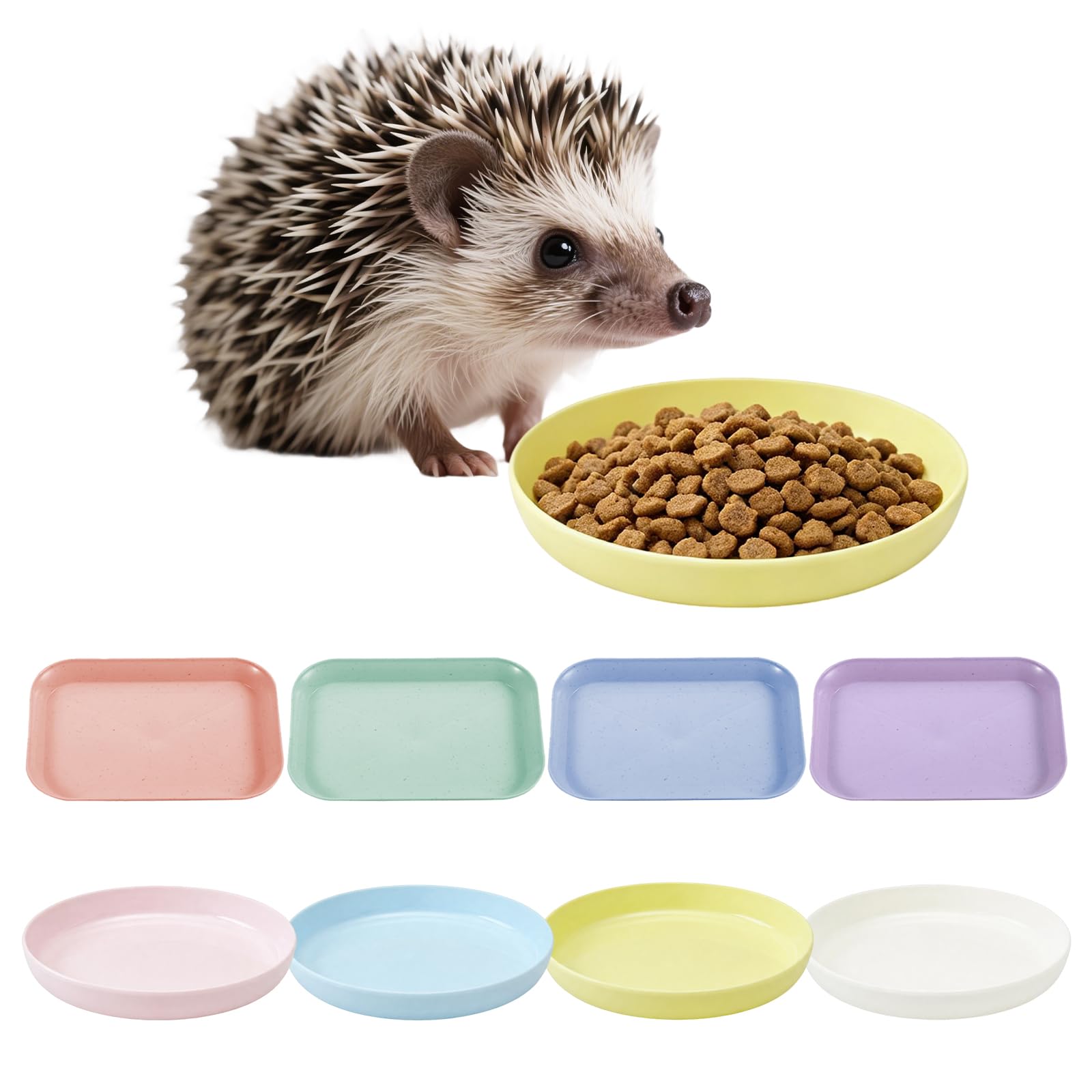 8pcs Hedgehog Feeding Station, Low Profile Shallow Bowls for Hedgehog Rabbit Bird Guinea Pig Tortoise, Cat Proof Wildlife Food Water Dishes for Outdoor Garden