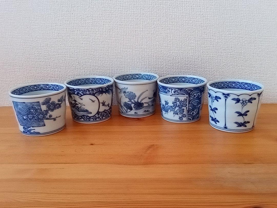 5客揃いの楽しみ！」 古伊万里 染付そばちょこ 5客セット 骨董