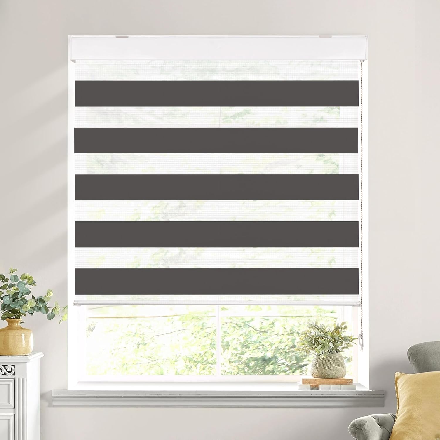 Allesin Zebra Blinds for Windows Blackout Zebra Roller Window Shades,Carbon Grey 31x72?, Dual Layer Light Filtering UV and Privacy Protection for Day and Night for Home, Office Carbon Gray 31x72?