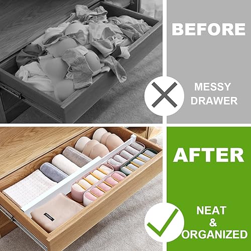 Miniatura 3 de ANTOWIN Separadores de cajones de bambú expandibles, separadores de cajones, organizador ajustable con resorte de 17 a 22 pulgadas para utensilios