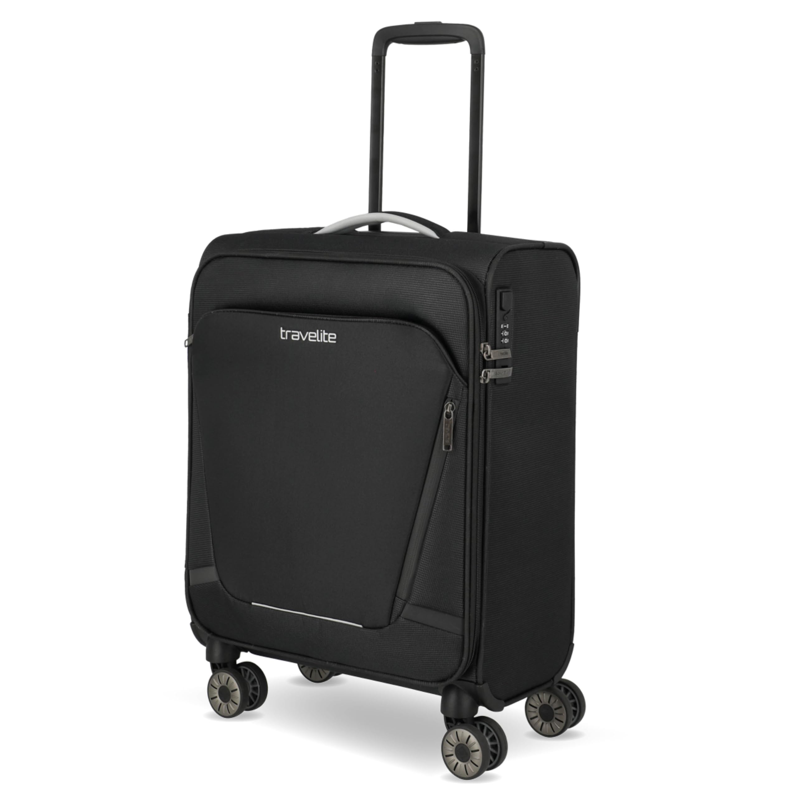 Travelite Jetpack Handgepäck Koffer 55x40x20 cm, für Ryanair & Condor, 1,9 kg, ultraleichtes Weichgepäck, 4-Rollen, Zahlenschloss, aufsteckbarer Trolley