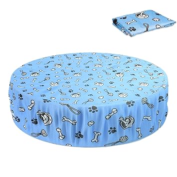 Docuwee 63inch Foldable Dog Pet Pool Cover, Fit Foldable Dog Swimming Pool, Washable Waterpoof and UV Protection Pool Cover with Cute Pattern (63inch)