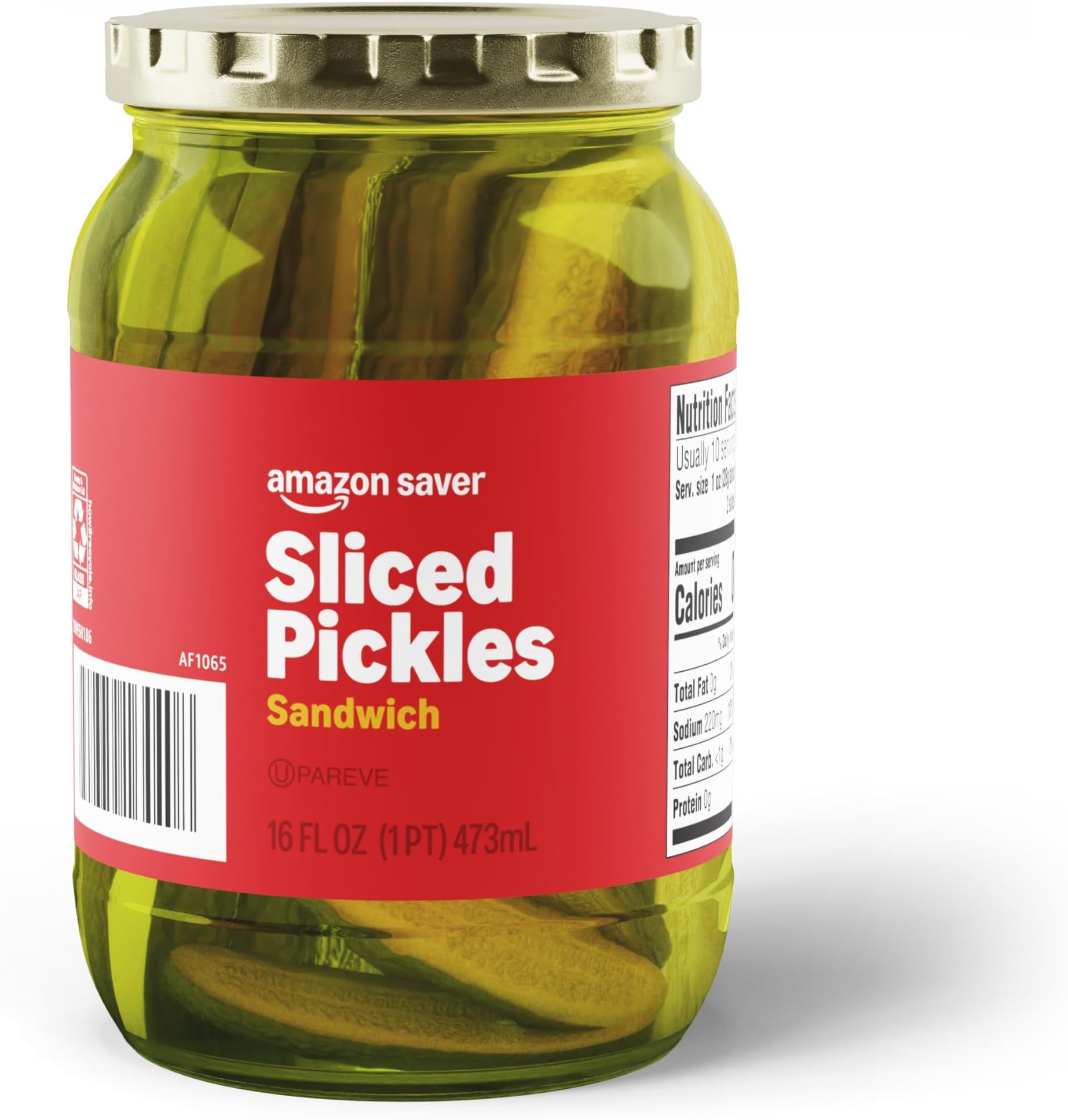 Amazon Saver, Sliced Sandwich Pickles, 16 Fl Oz