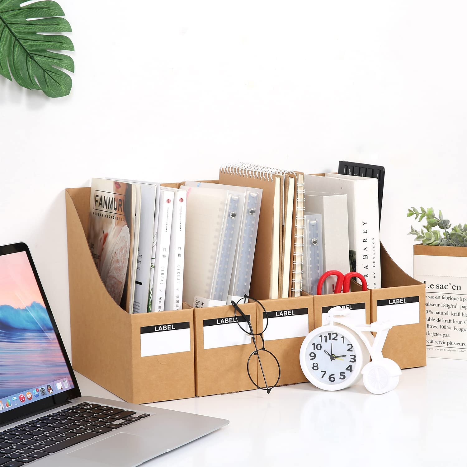 KAHEIGN 12 Pièces Porte Revues, 26cm x 9cm Carton Kraft Porte Revues Boîte de Rangement de Documents de Papeterie Diviseur D'organisateur de Fichiers A4 pour Stockage Bureau à Domicile à L'école