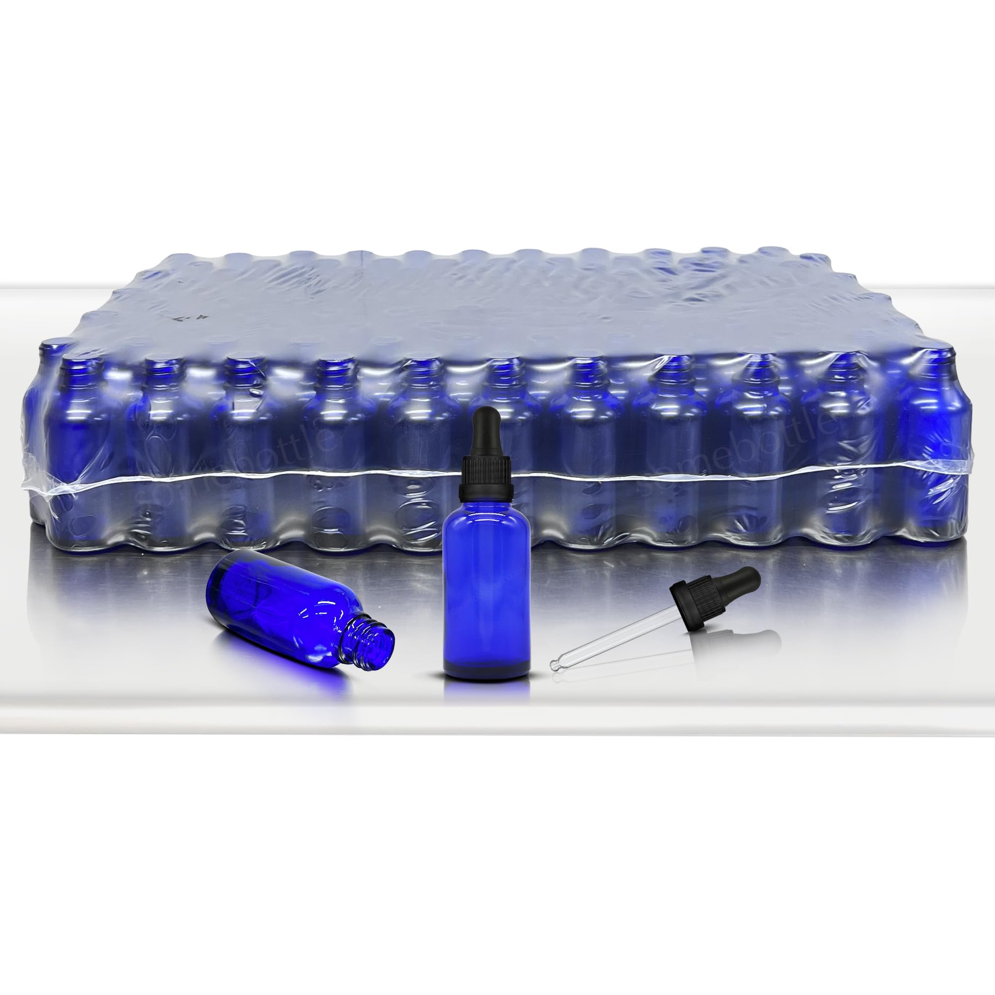 Großhandelspackung mit 110 x 30 ml blauen Glas-Tropfflaschen mit Glas-Pipette, manipulationssicher, kobaltblaue Glasflaschen, nachfüllbar, für ätherische Öle, Parfüm, Labor, Aromatherapie, Chemie