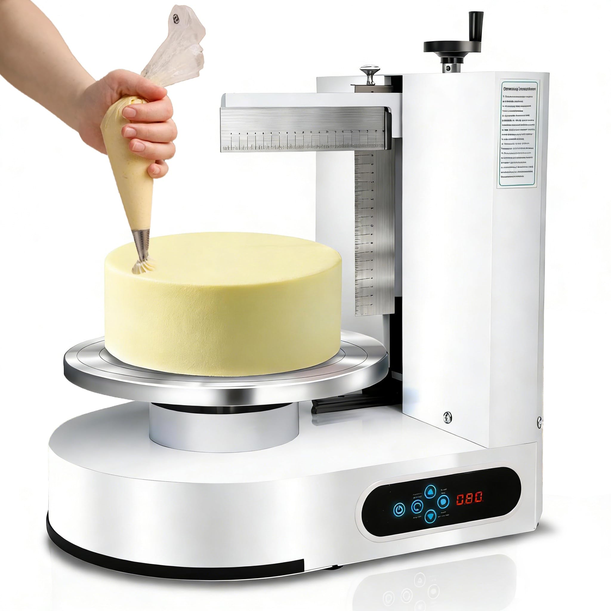 Macchina Decorazione Torte 10–30 cm, Spalmatrice di Glassatura e Glassa Elettrica con velocità Regolabile, 60–320 Giri/min, Spatola Smussata, Doppia Rotazione