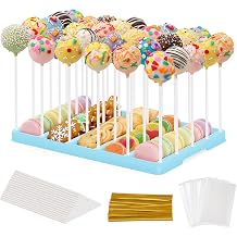 VIVIRBIEN Cake Pop Stand Kit 30 Holes Lollipop Display Holder with Cake Pop Sticks, Wrappers Bags, Gold Twist Ties,Lollipop and Macarons Holder for Dessert Table/Weddings/Birthday Partyblue