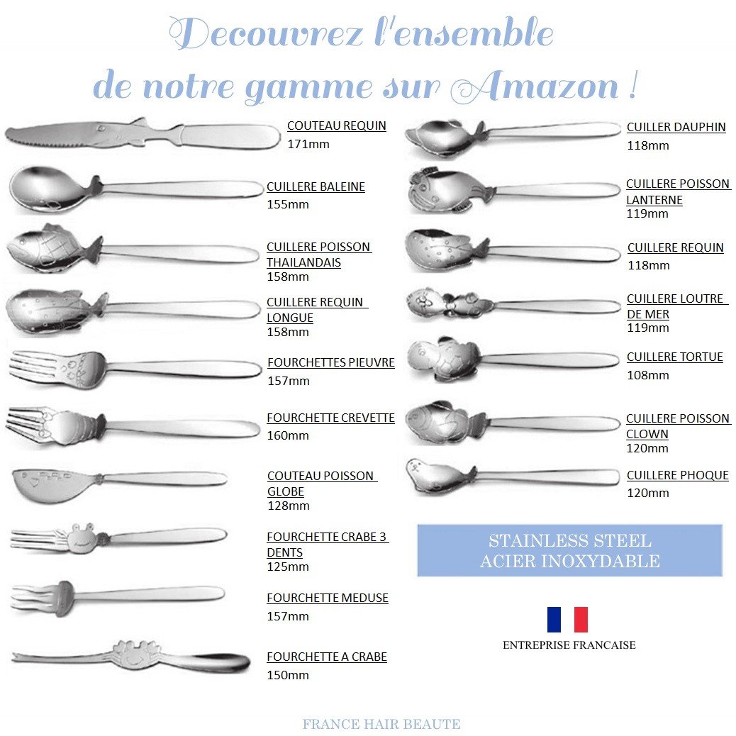 Haifischlöffel-Meeresuniversum Überdeckter Tisch, Haifischdesigngabel, Edelstahllöffel, hochwertiger Edelstahl. Kann Kindern helfen, mit Vergnügen zu essen (nicht unter 36 Monaten).