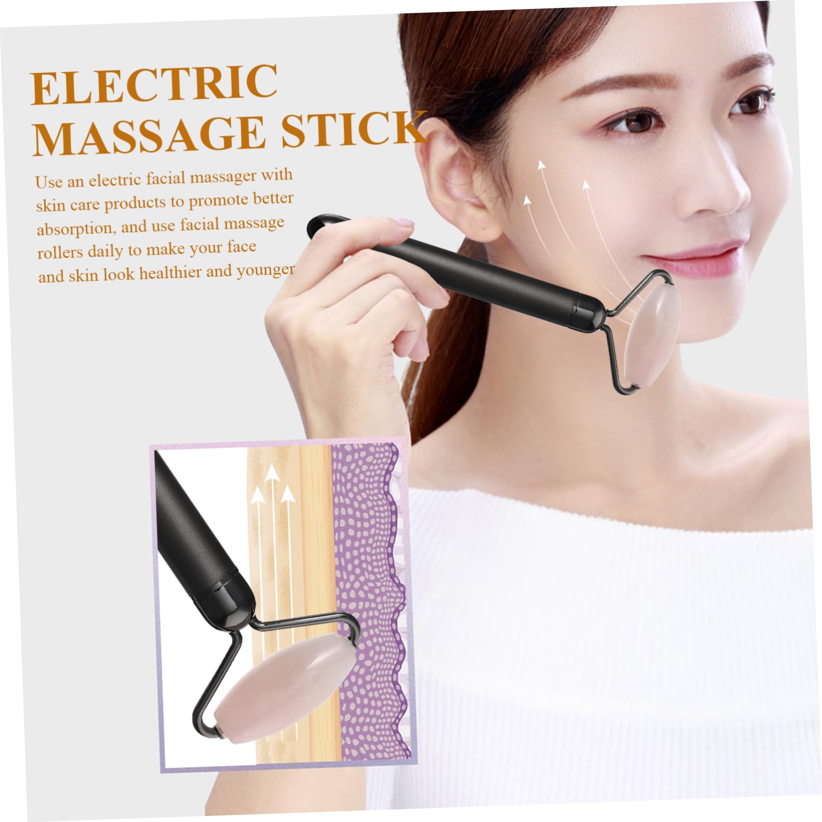 Jade Gesichtsroller und Zinklegierung 3-in-1 aus Natürlichem Jadepulverkristall Elektrischer und Dunklen Augenringen zur Reduktion von Feinen Linien für Gesichtsmassage