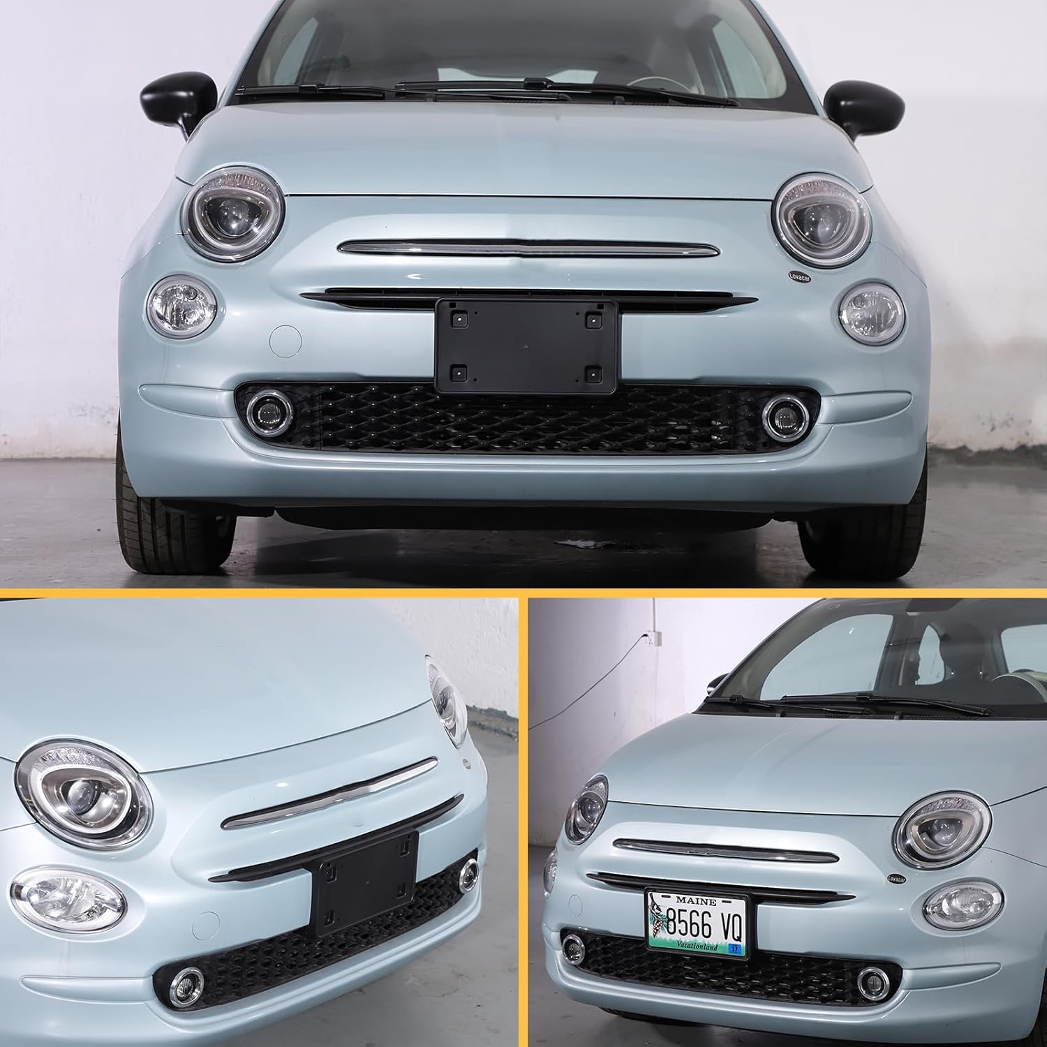 License Plate Frame Bracket Compatible with Fiat 500 2016-2025,ABS Tag Frame Holder Front Bumper License Plate Holder Mount Adapter Relocation Kit Accessories 1PCS