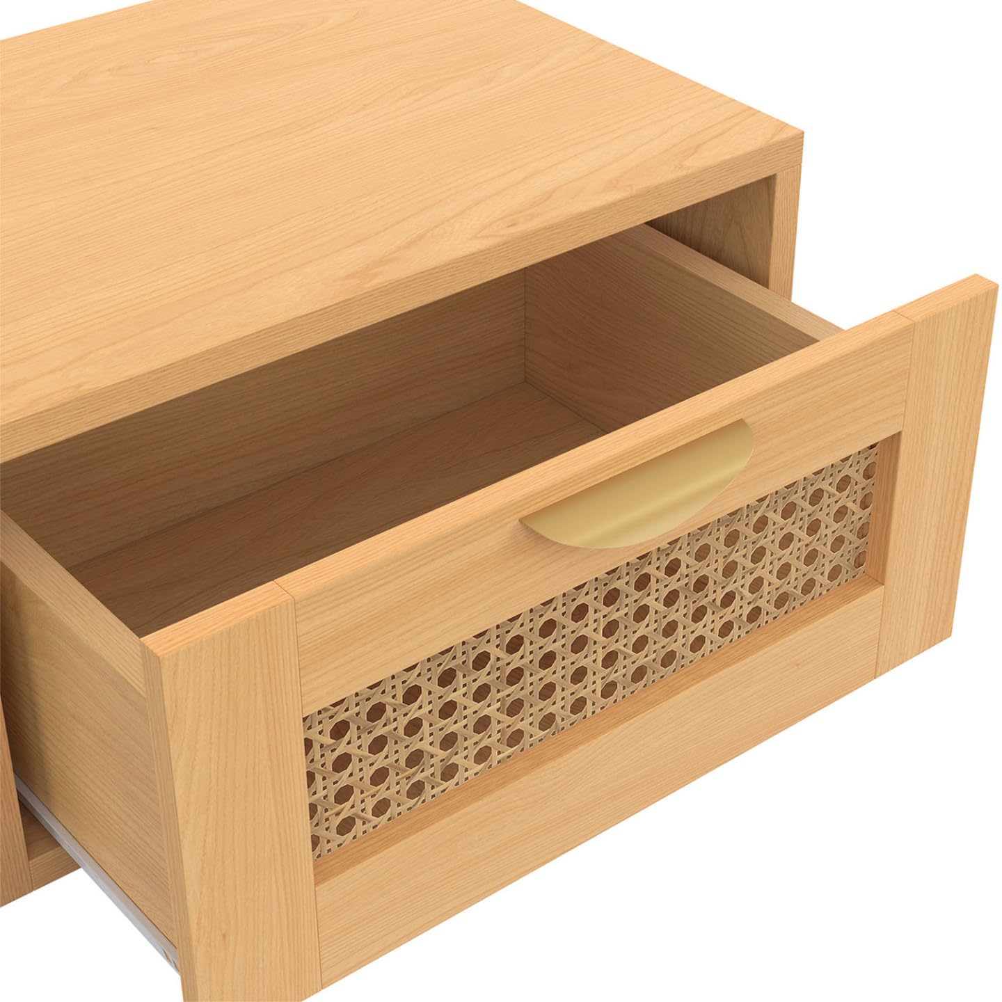 IDMarket - Lot de 2 Tables de Chevet murales EDHEN cannage et Bois