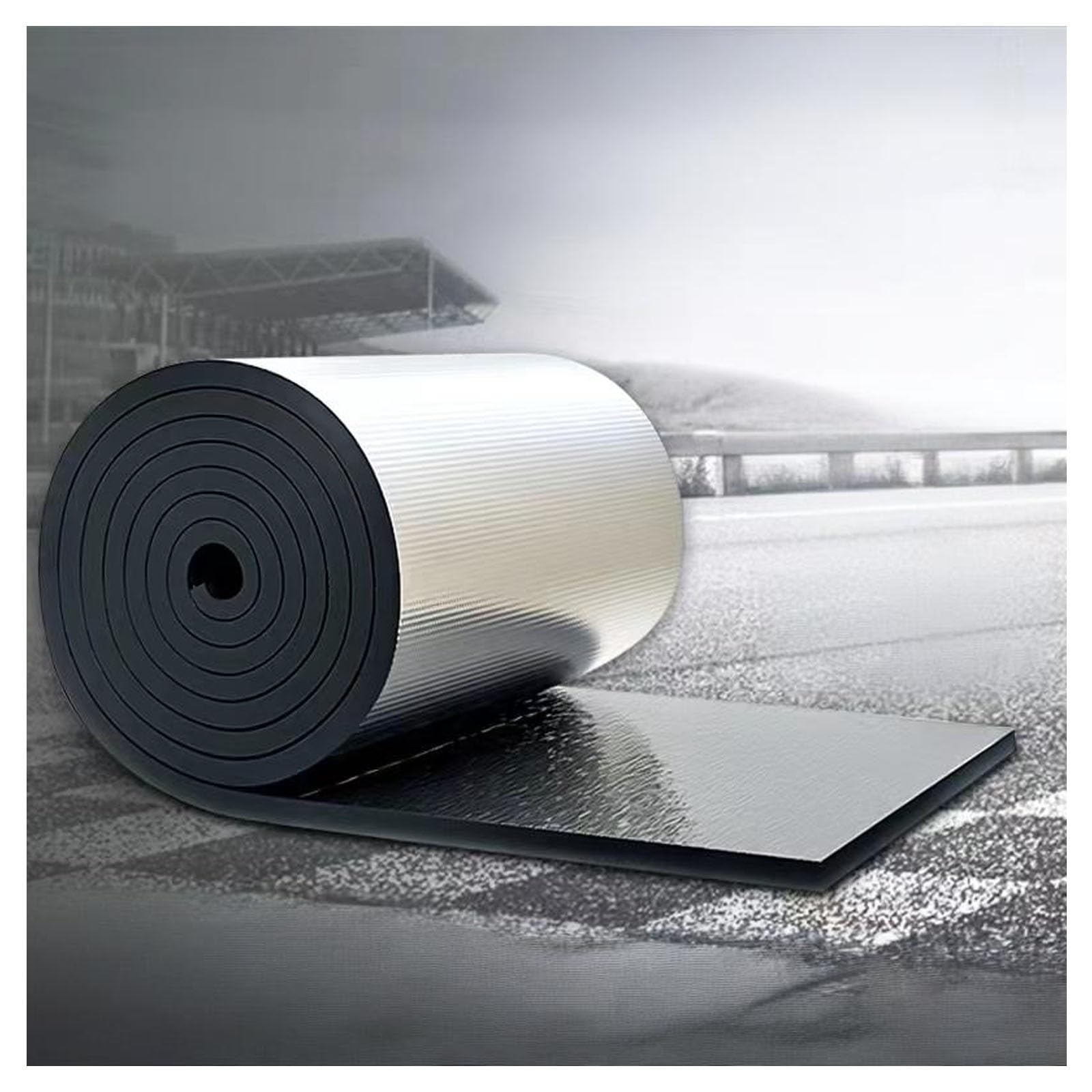 Self Adhesive Reflective Aluminium Foam Insulation Thick, Aluminum Bubble Heat Thermal Reflector Panels, Foil Insulation Roll for Floors, Roofs, Garage Doors and Camper(15MM(THK),1*1m/3.2*3.2ft)