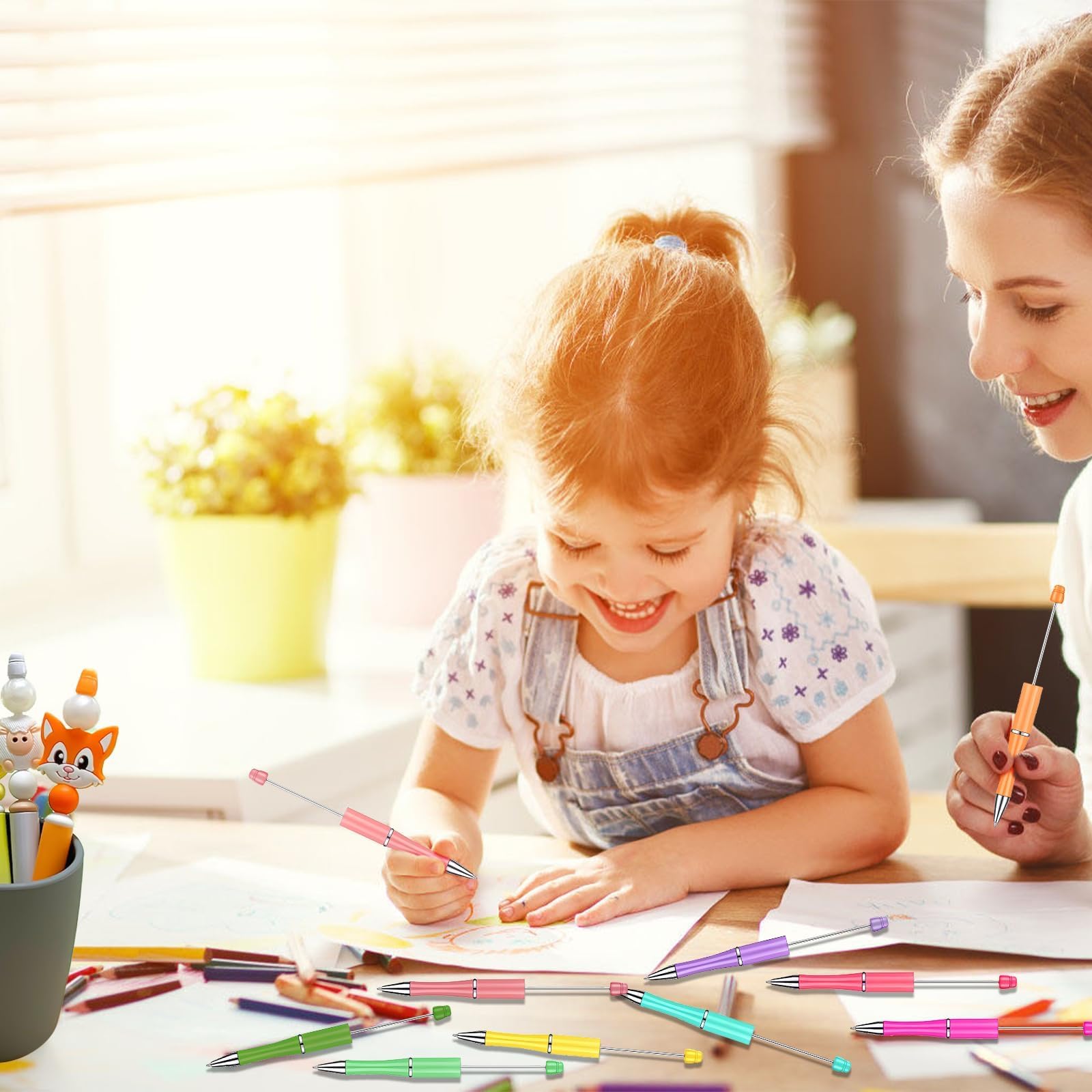 100 Pièces Stylos à Perles DIY Personnalisables avec Recharges, Stylos Bille Colorés pour Enfants, Étudiants, Cadeaux Créatifs, Fournitures Scolaires et de Bureau