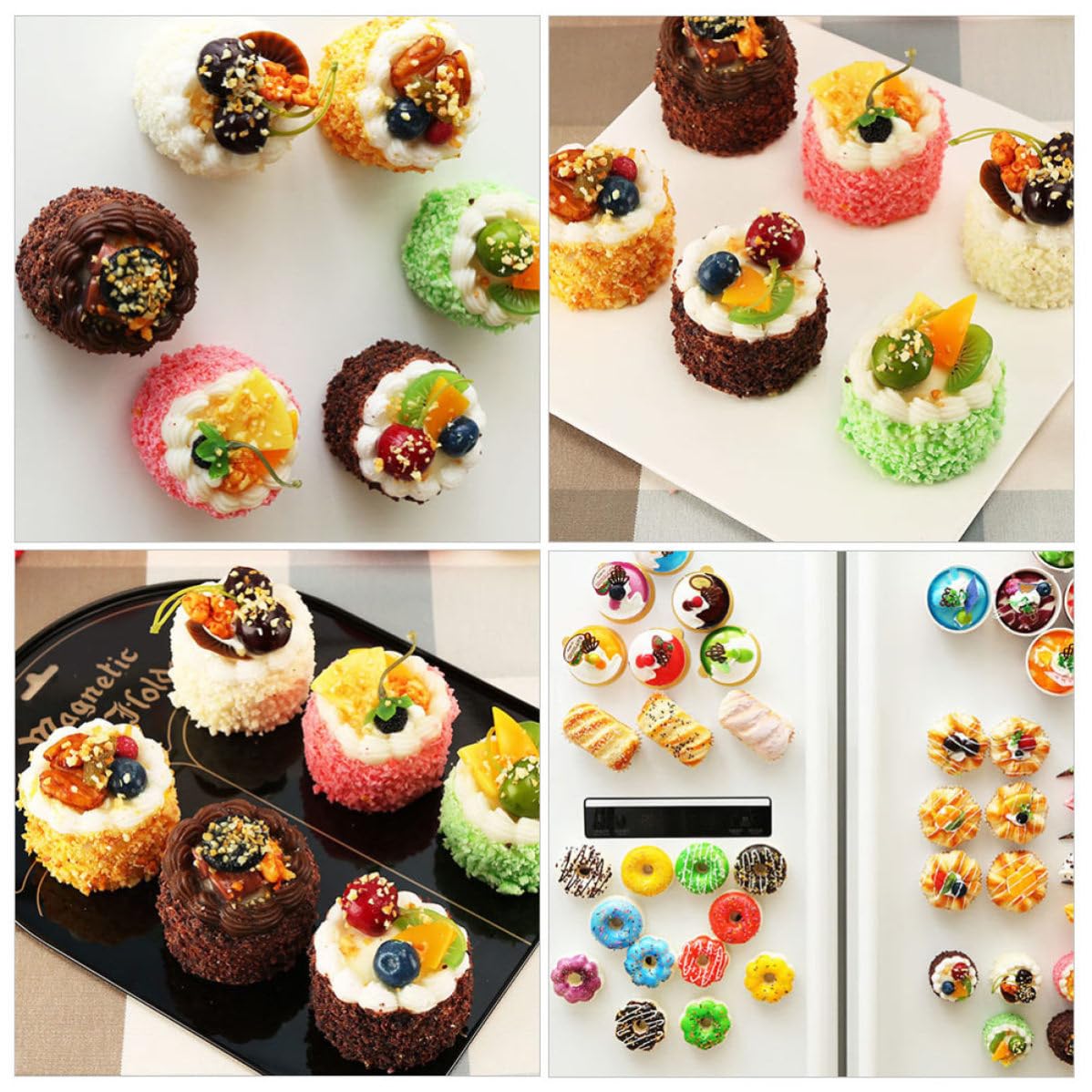 IMIKEYA Kühlschrankmagnet Niedliche 3D 6 Stück mit Kuchenmotiv aus Kunstharz Dekorative und Einfache Anwendung Kühlschrankaufkleber für Küchen und Heimdekoration