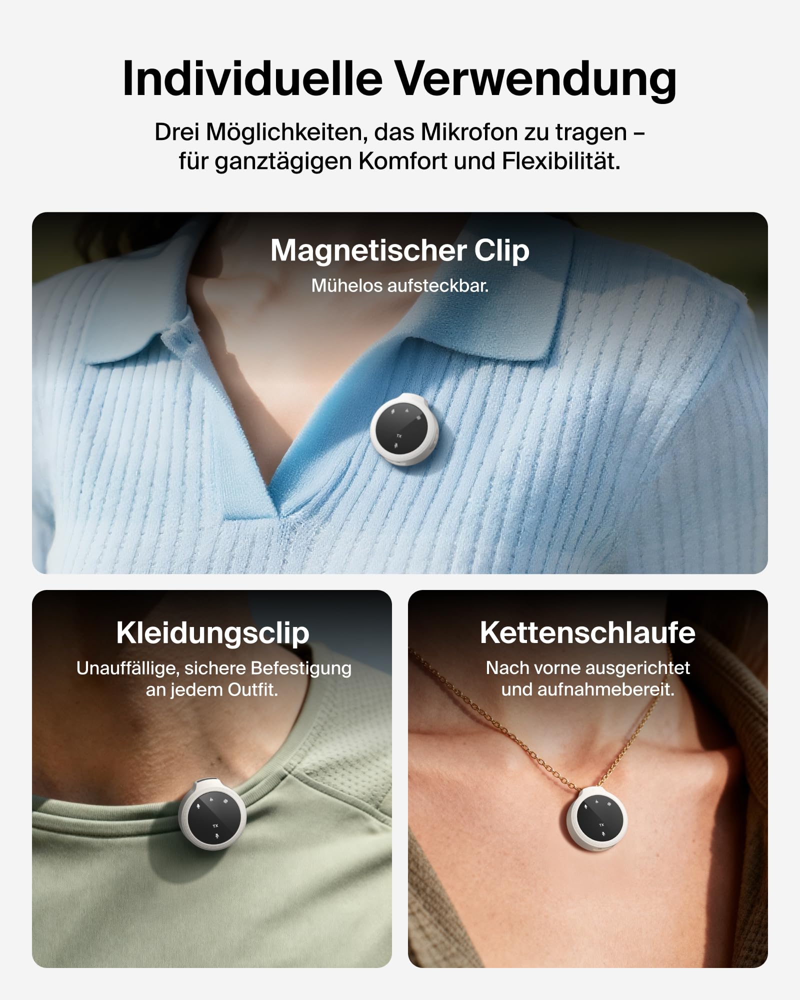 Belkin Stage Mini Mikrofon kabellos, 2er Set mit Clip für iPhone, Android, 24-Bit/48 kHz, 36 Std. Akku, Geräuschreduzierung, Funkmikrofon magnetisch omnidirektional für YouTube, Podcast, Vlogging