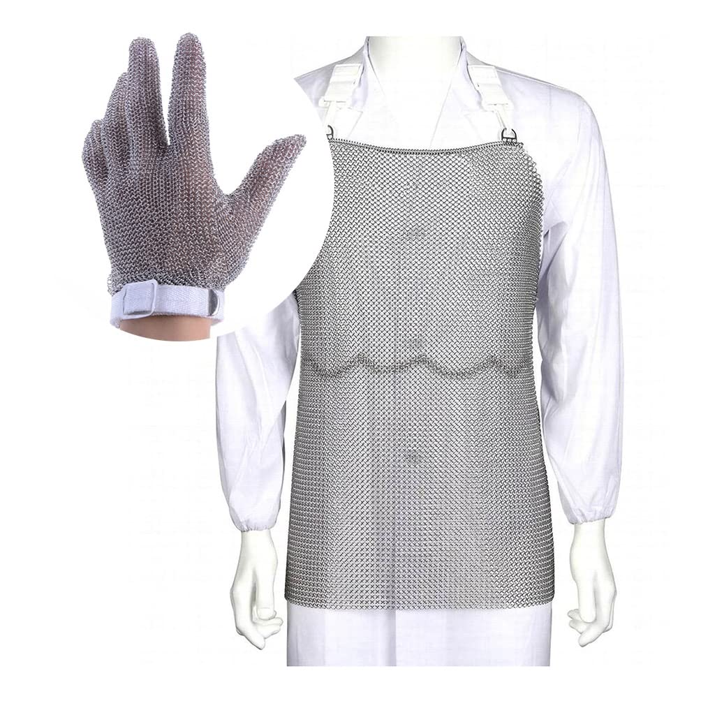 Conjunto Guantes De Metal Resistente A Los Recortes, Carpintero Carnicero Portero De Seguridad Ropa De Vestimenta De Ropa De Vestir Guantes De Armadura, Fácil De Limpiar