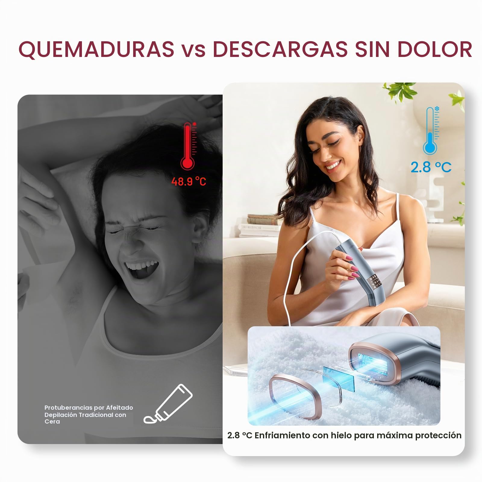25J Depiladora Laser, Depiladora Luz Pulsada Mujer Hombre con TRIPLE-Pulso, 12 cm² Indolora Zafiro 3℃ Hielo Enfriamiento, Depilación Permanente para Cara, Axilas, Bikini（Azul marino）