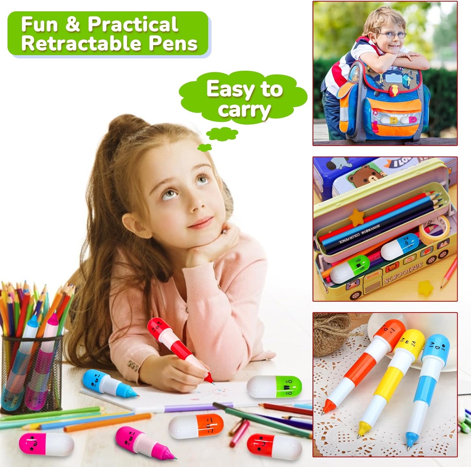 28 Pack Easter Basket Stuffers, Retractable Pens Transform Novelty Pen for Kids Class Prizes Easter Gifts Classroom Exchange Boys Girls Easter Stationery Party Favor Easter Basket Stuffer Fillers
