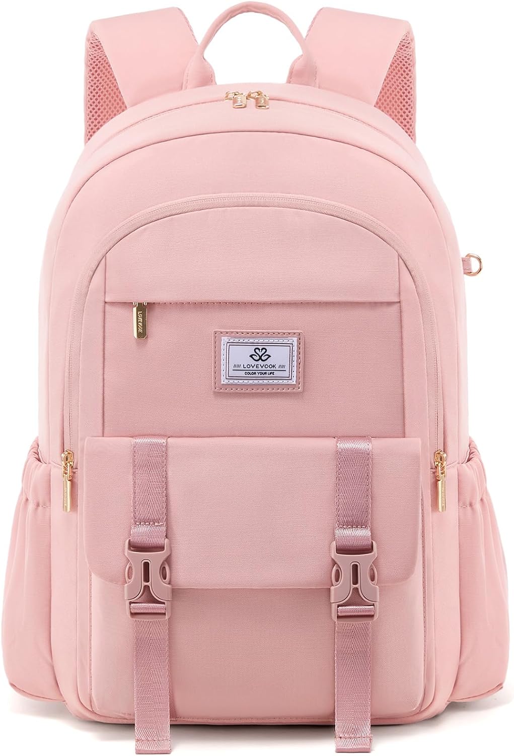 LOVEVOOK School Backpack for Girls Boys,Bookbag for Teen with Pouch Pocket for Large Capacity Cup, Waterproof School Bookbag, Preppy Backpack Travel Daypack with 15.6 inch Laptop Compartment