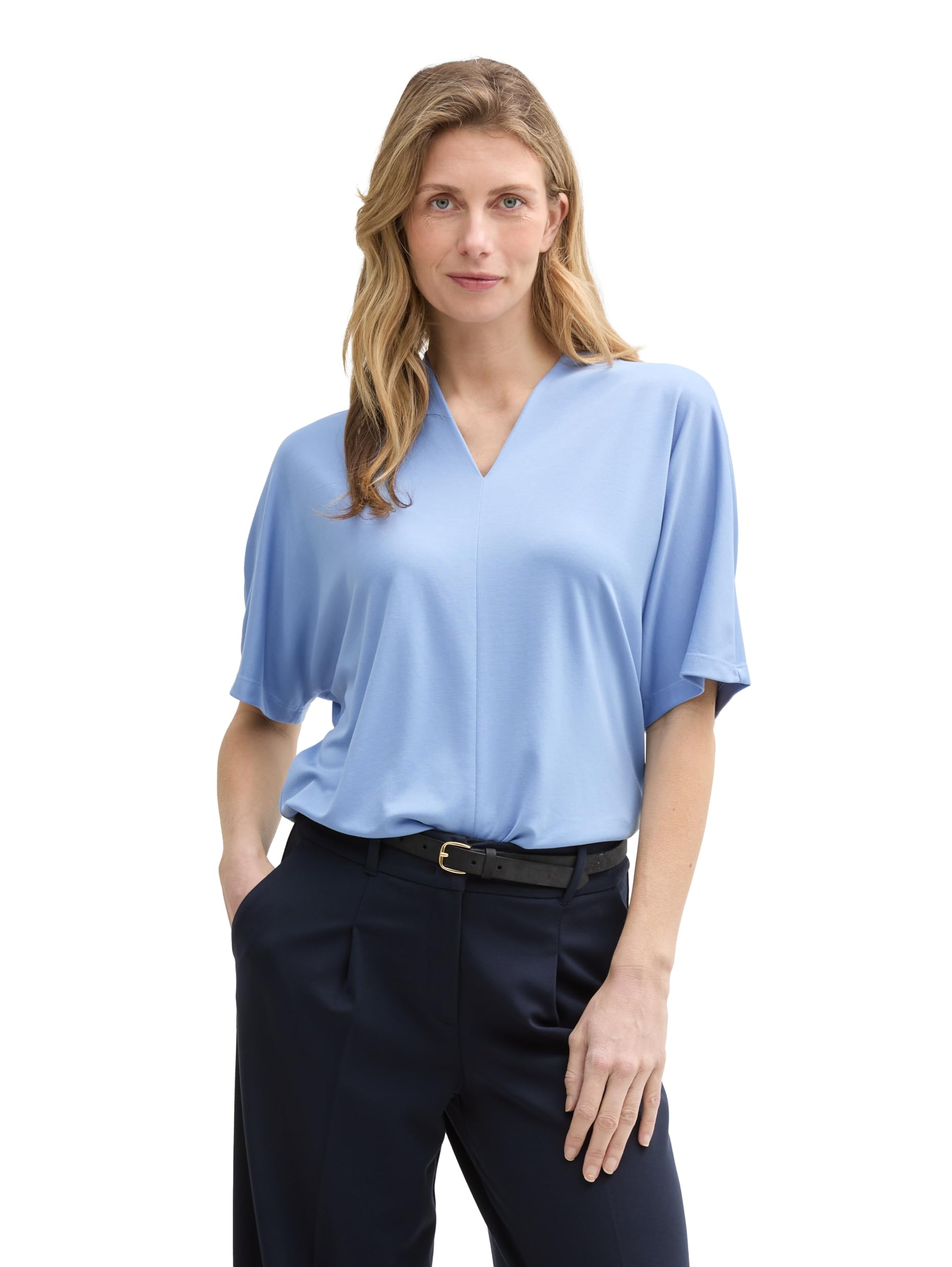 Tom Tailor Damen T-Shirt mit V-Ausschnitt