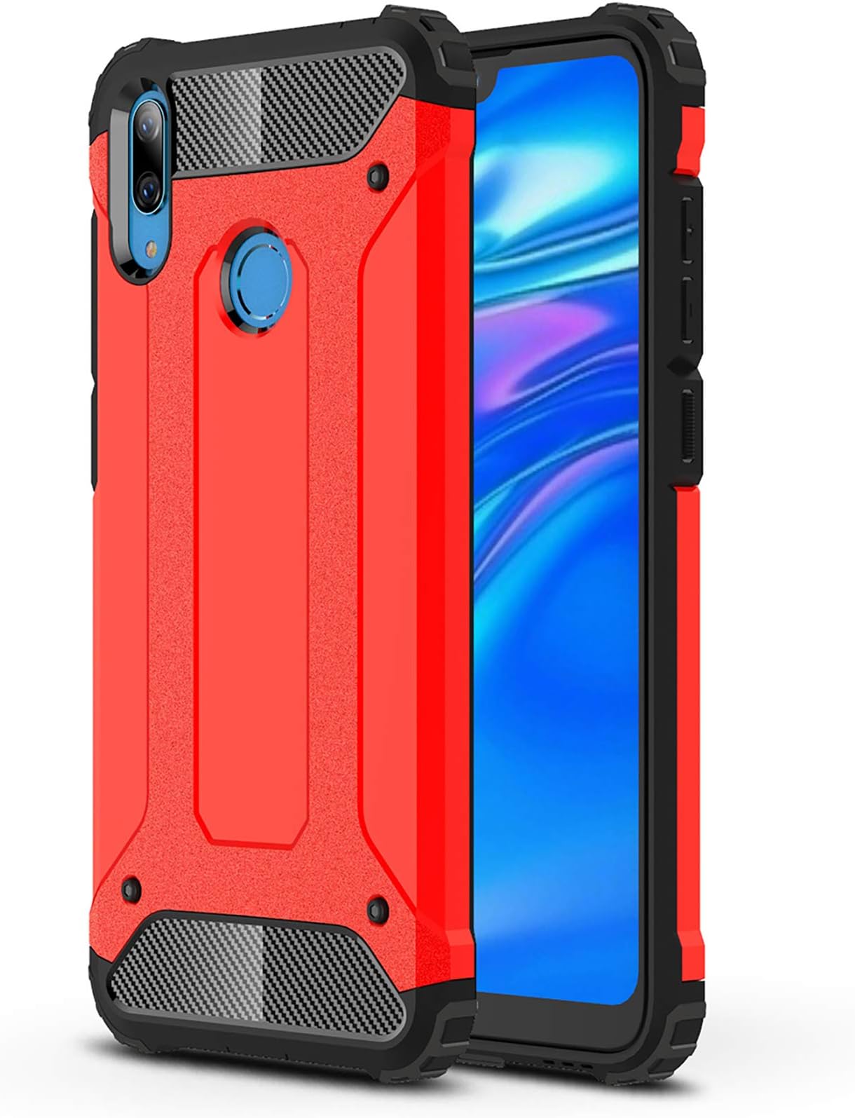 AOBOK Huawei Y7 2019 Case, Red Hybrid Armor Cover Extreme Drop Protection and Air Cushion Technology, Anti-Scratch, Case for Huawei Y7 2019 Smartphone